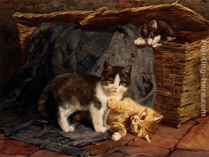 The Playful Kittens painting - Julius Adam The Playful Kittens art painting